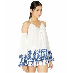 Nwt Ramy Brook | Damaris Cold Shoulder Embroidered Blouse (XS/S)